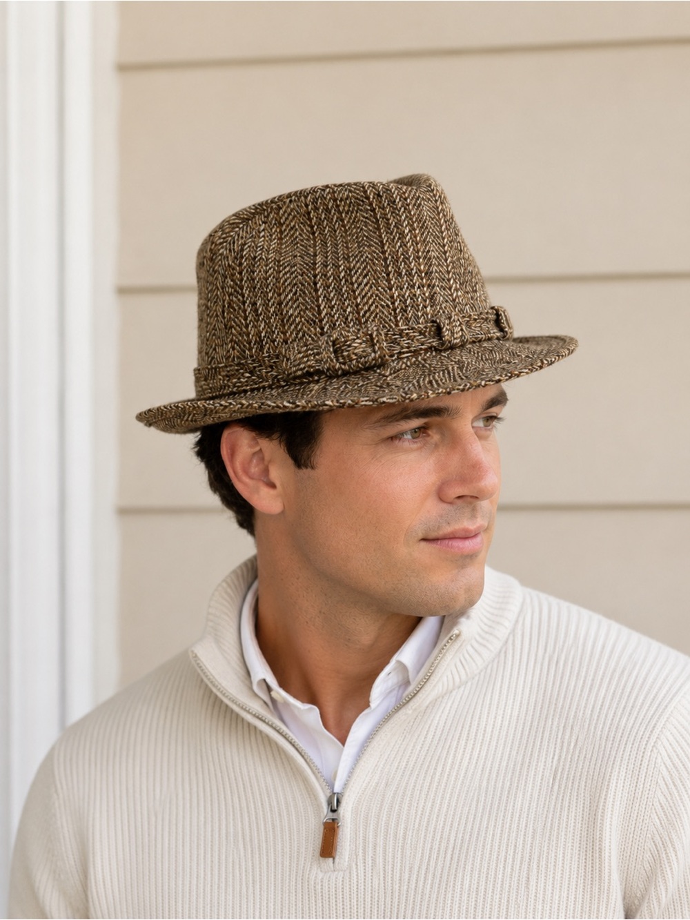 Stetson • Wool Herringbone Tweed Fedora Hat 6 7/8